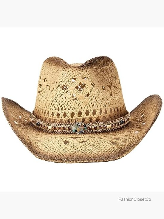 Straw Cowboy Hat with Two Decorative Bands main image 7
